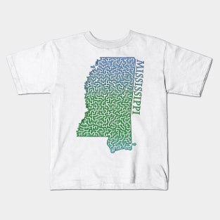 State of Mississippi Colorful Maze Kids T-Shirt